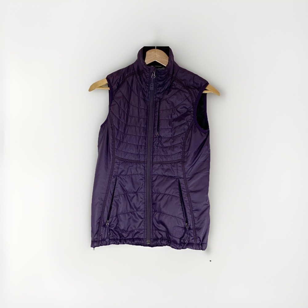 REI Puffer Vest Women's XS Purple Full Zip Pertex Quantum Eco Primaloft Pockets